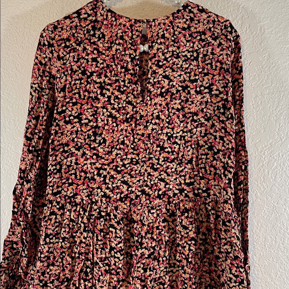 H&M Ditsy Floral Crepe Long Midi Peasant Dress Size XS - Picture 6 of 9